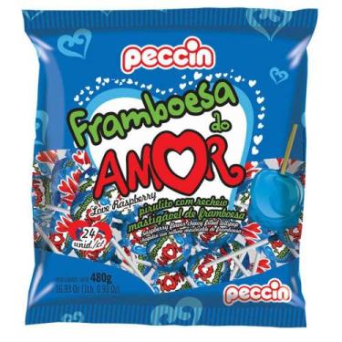 Imagem de Pirulito Framboesa do Amor Recheado c/24 - Peccin