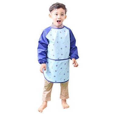 Imagem de Plie Kids Art Smocks, Aventais de pintura de artista à prova d'água para crianças de manga comprida com bolsos para idades de 1 a 10 anos da Plie, Blue Bear, X-Large