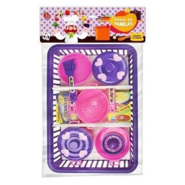 Imagem de Jogo de Panelinhas Infantil c/ Cesto e Acessórios Para Brincar de Comi