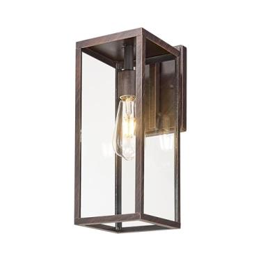 Imagem de Bestshared Luzes de arandela de parede externa, luminárias de parede externa com vidro transparente, lâmpada de lanterna externa vintage antiferrugem para casa varanda porta pátio (ferrugem, 38.1 cm-1