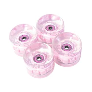 Imagem de menolana 4 peças rodas de skate iluminam lisas com rolamentos peças de reparo de altura elástica PU 65mm 78A Rodas de cruzeiro de led de reposição de, Rosa