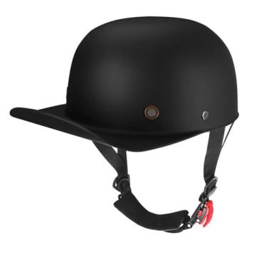 Imagem de Capacete de beisebol para motocicleta, aprovado pelo DOT, vintage, frente aberta, unissex, para adultos, para scooter, ciclomotor, Street Cruiser, Jet (preto fosco, M)