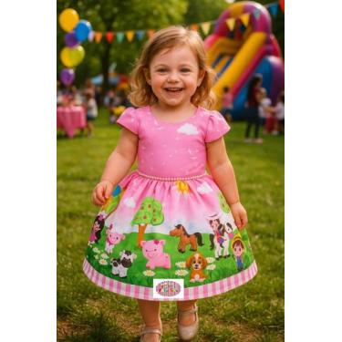 Imagem de Vestido Temático Infantil Fazendinha Pérola Busto Sublimado - Nalu_kid
