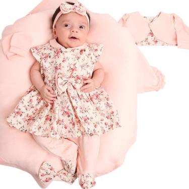 Imagem de Saída de Maternidade Menina Aconchego Penélope Floral Salmão 05 Peças 