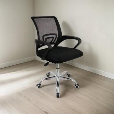 Imagem de Cadeira de Escritório Office Giratória Arco Com Base Cromada Tela Mesh Orginal (Preto)