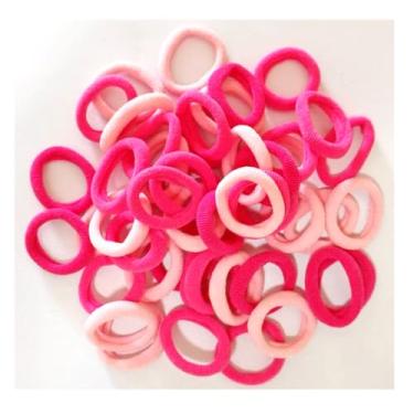 Imagem de 250 peças de laços de cabelo de bebê de algodão para meninas e crianças, faixas de cabelo sem costura para crianças, suportes elásticos de rabo de cavalo (rosa)