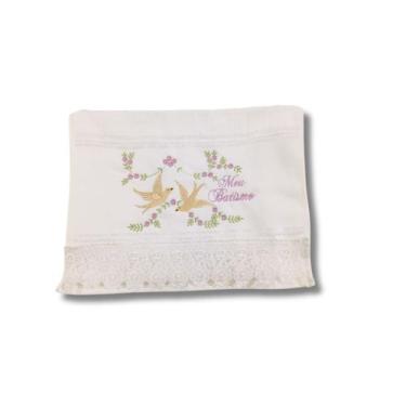 Imagem de Toalha de lavabo  Bordada Meu Batismo - DaniBordados, Branco