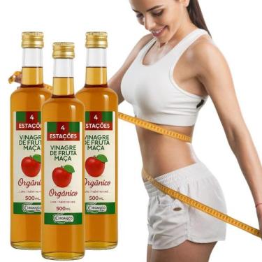 Imagem de KIT 3 Vinagre 100% Orgânico de Maçã Acidez 4,2% 500ml - 4 Estações