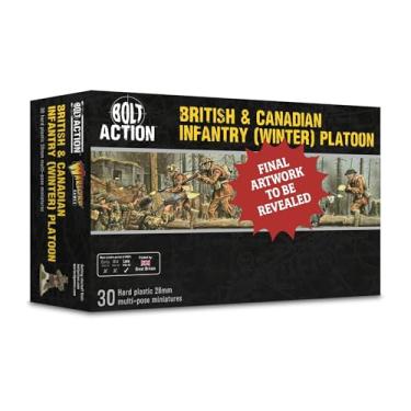 Imagem de Wargames Delivered - Pelotão de inverno de infantaria britânica e canadense – 30 miniaturas de 28 mm da Segunda Guerra Mundial para ação Bolt com armas, equipes e equipamentos para clima frio
