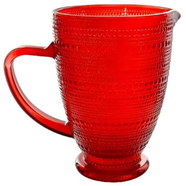 Imagem de Jarra de Vidro Vermelha Pérola para Água Ou Suco 1370 ml