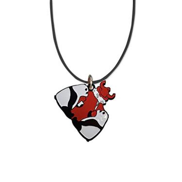 Imagem de Lindo colar com pingente de panda fumando e bebendo erva alucinante com gênio vermelho mágico - pingente de metal esmaltado 49,5 cm preto