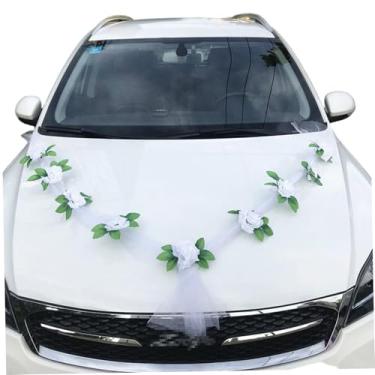 Imagem de 1 kit de decoração de carro de casamento inclui flores e faixas buquê de flores artificiais para eventos de festa