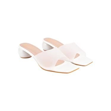 Imagem de Shoetopia Saltos sólidos femininos, Branco, 7 UK