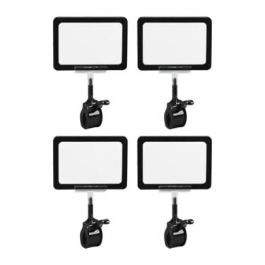 Imagem de KAIYUEMAOYI Pacote com 4 Clipes para Suporte de Placas, Protetor de Cartões, Reutilizáveis, Cabeça Dupla, Giratórios, Clipes para Etiquetas de Preço, para Restaur, Preto