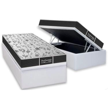 Imagem de Conjunto Box Baú Solteiro: Colchão Molas Probel Prolastic ProDormir Sleep + Base CRC Courano White (88x188)