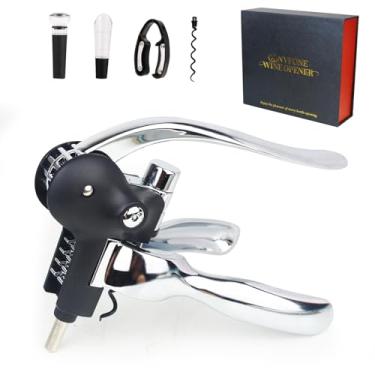 Imagem de QONYFONE Abridor de vinho, saca-rolhas de coelho com caixa de presente de luxo, conjunto premium de 5 peças, inclui rolha de vinho, cortador de folha, arejador, extração de cortiça rápida e fácil para