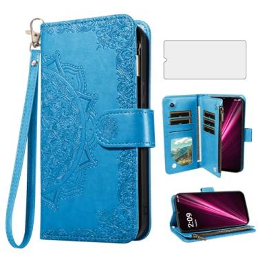 Imagem de Asuwish Capa para celular T-Mobile Revvl 6/6X 5G com protetor de tela e suporte flip para cartão de crédito Tmobile Revvl6 X Revvl6X T Mobile Revvl6X5G Revel Tmo Revell Rebel TCL azul
