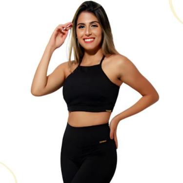 Imagem de Top Fitness Decote Alto Academia Feminino Alça Fina c/Bojo - C&M Fitne