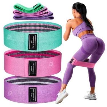 Imagem de Kit 3 Faixa Elástica Hip Mini Band Treino Exercício Academia - alto ní