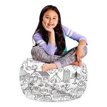 Imagem de Capa de cadeira para guardar animais de pelúcia para cadeira e organizador de brinquedos para crianças, médio - 68,5 cm - tecido para colorir em tela - Fun World