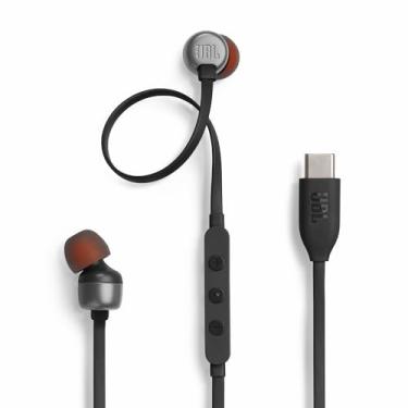 Imagem de JBL Fones de ouvido TUNE310C com conexão USB tipo C, 96 kHz/24 bits DAC embutido/controle remoto de 3 botões com microfone para chamada/cabo plano, 3 tipos de equalizador predefinido incluídos, alta