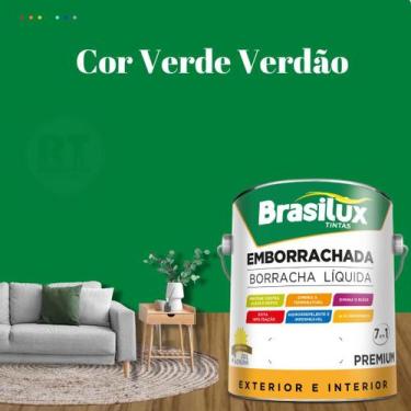 Imagem de Tinta Borracha Líquida Cor Verde Brasilux Para Parede 3,2l Acrílica La