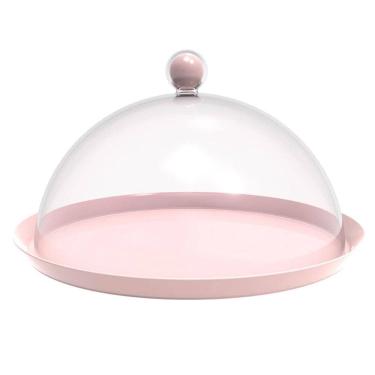 Imagem de Porta Bolo Torta Doces 30cm com Cúpula Bubble Crippa Boleira Rosa Himalaia