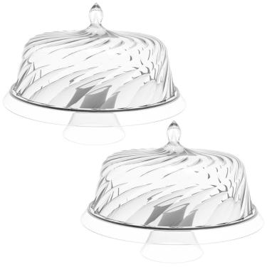 Imagem de Kit 2 Boleiras Porta Bolo com Cúpula 30cm Transparente Glassy Crippa Doces Petiscos