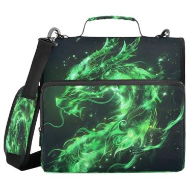 Imagem de Pasta de arquivo de armazenamento de documentos com 3 anéis de zíper verde brilhante com alça de ombro, 500 folhas, organizador de papel, organizador de documentos, pasta de arquivos para escola