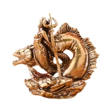 Imagem de FLCPJGV Estátua grega de Medusa em miniatura, ornamento de mesa, escultura de Medusa de latão para áreas externas