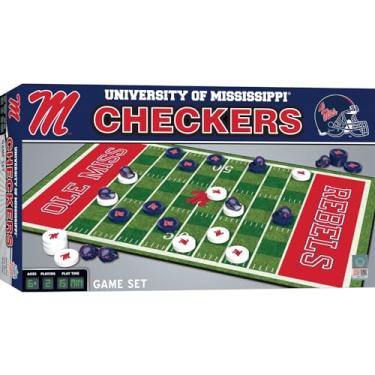 Imagem de Masterpieces Jogo para a família - NCAA Ole Miss Rebels Checkers - Jogo de tabuleiro oficialmente licenciado para crianças e adultos