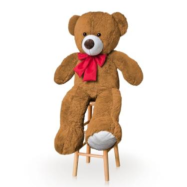 Imagem de Urso De Pelúcia Gigante 1M Com Laço Para Decoração Presente Amor (Mel Com Vermelho)