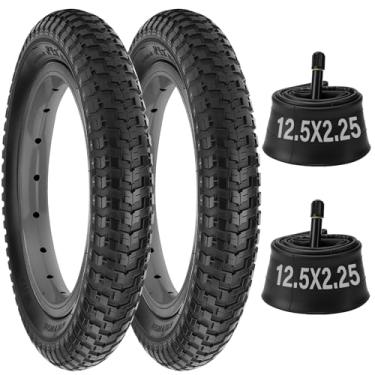 Imagem de Pneus e tubos de bicicleta de 12 1/2 x 2 1/4 (57-203), pneu de bicicleta de 12,5 x 2,25 com válvula Schrader, pneus infantis de 31,8 cm com alavancas de pneu compatíveis com BMX Bike, Kids Bike