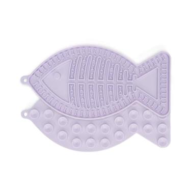 Imagem de Tapete de alimentação lenta para gatos em forma de peixe, alternativa divertida para uma tigela ou prato de alimentação lenta, perfeito para comida, guloseimas e redução da ansiedade (roxo)