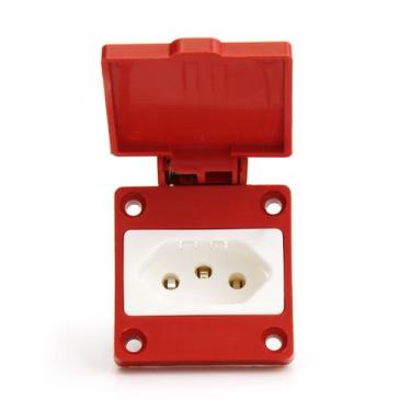 Imagem de Tomada Sobrepor com Tampa Padrão Brasileiro Vermelha 20A IP44 Strahl