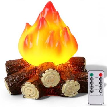 Imagem de Retisee 1 pacote com vela falsa para fogueira sem chama, lâmpada de lenha falsa de LED, luz noturna 3D com controle remoto e temporizador, vela de LED operada por bateria para decoração de festa de
