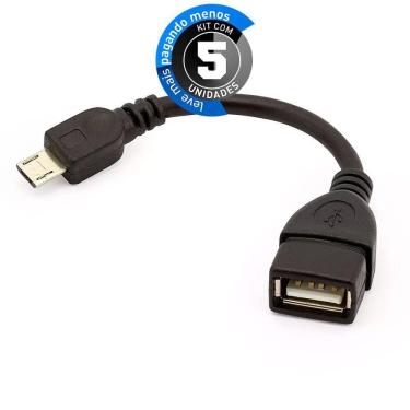 Imagem de Adaptador Usb Fêmea Para Micro Usb Macho - Kit Com 5