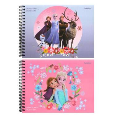 Imagem de Caderno Espiral Capa Dura Cartografia e Desenho - 80 Folhas - Frozen -