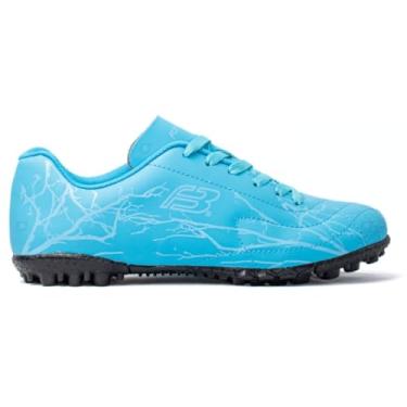 Imagem de Chuteira Society Futebol Suiço Grama Sintética Fut7 Costurada Resistente Adulta Masculina Feminina Leve Macia Profissional Gramado Sintético Número 37 ao 42 (Azul, BR, Adulto, Numérico, 38)