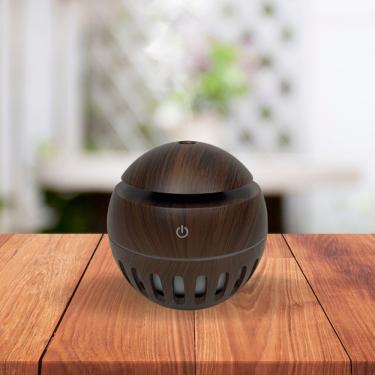 Imagem de Umidificador Purificador De Ambientes Usb Bolinha Detalhe Vazado Ultrassonico Mogno