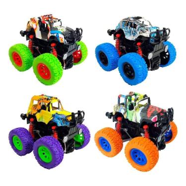 Imagem de 2X Kit 2 Carrinho Monster Truck Fricção Color Pick Up Hip Ho