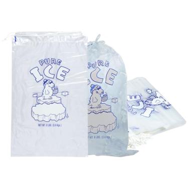 Imagem de 100 sacos de gelo de plástico de 3,6 kg com cordão, cubo reutilizável, armazenamento portátil para freezers, multiuso para acampamento, piscina, festa, aniversário