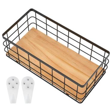 Imagem de Cesta de armazenamento de metal, cesta de metal retangular, cesta de banheiro, cesta de armazenamento de arame, cesta decorativa de papel higiênico versátil para banheiro e cozinha (preto-G)