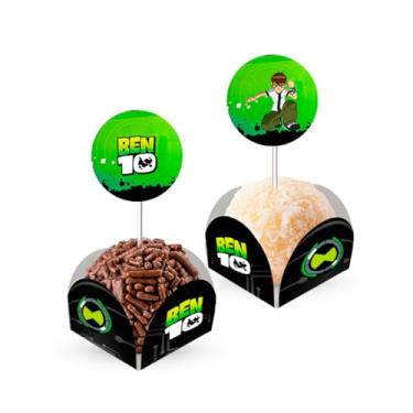 Imagem de Kit 80 Forminhas para doces com Toppers Decorativos Ben10 Aniversário