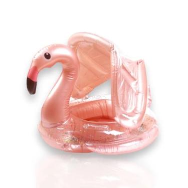 Imagem de Boia Piscina Bebê Infantil Cobertura Proteção Inflável Solar Flamingo