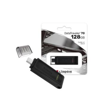 Imagem de Pendrive DataTraveler70 de 128 GB portátil leve USB-C com USB 3.2 Gen 1 velocidades DT70/128GB Preto Projetado para uso com dispositivos USB-C Como Celular Computador Tablet Notebook