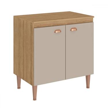 Imagem de Balcão de Cozinha 80 Cm Marti 2 Portas Marrom/Marrom Claro - Fellicci