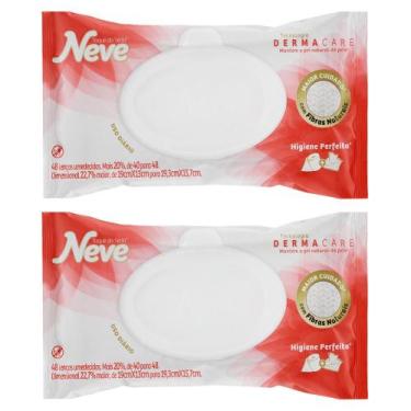 Imagem de 2x lenço toalha umedecida neve toque de seda com dermacare multiuso pe