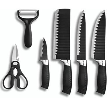 Imagem de Kit Facas Cozinha Jogo 6 Peças Tesoura Descascador Conjunto - DropJT