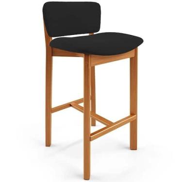Imagem de Banqueta Alta Para Cozinha Sala De Jantar Bar Dara L02 Suede Preto - L